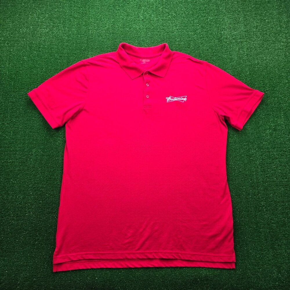 Budweiser Polo Shirt Mens XL Red Short Sleeve Employee Uniform Work Wear